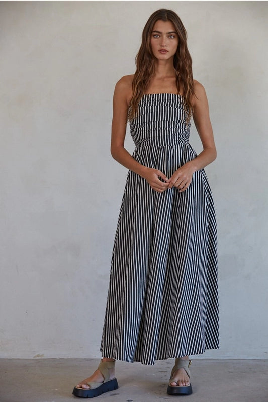 CAULEY STRIPED TUBE MAXI DRESS