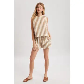 MOCHA STRIPED SHORT SET