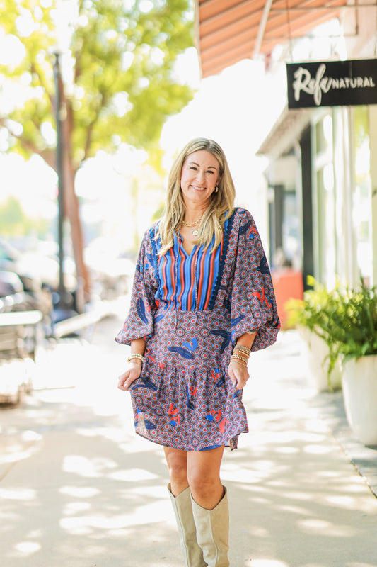 MANDY DRESS IN SEPIA PATTERN