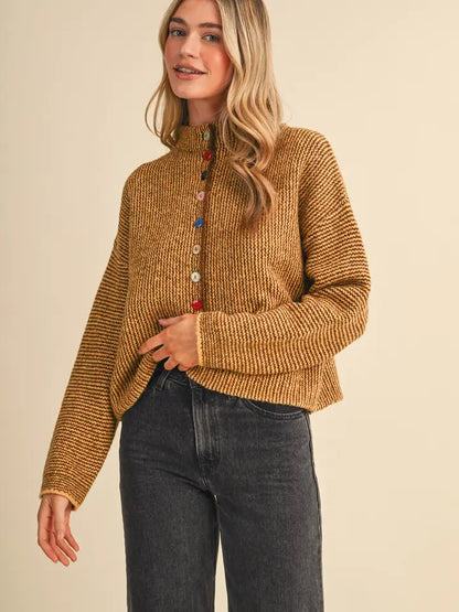 COLORFUL BUTTON SWEATER