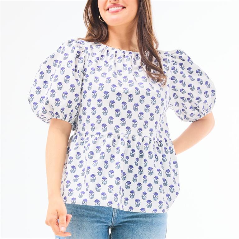 NINA FLORAL FOULARD TOP