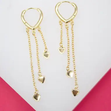 DANGLE HEART HUGGIE EARRINGS