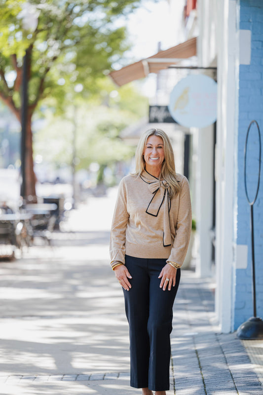 BEIGE & BLACK LAZO TOP