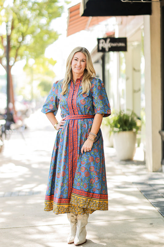 ALEXANDRA COLLAR DRESS IN DUSKY BLOOM