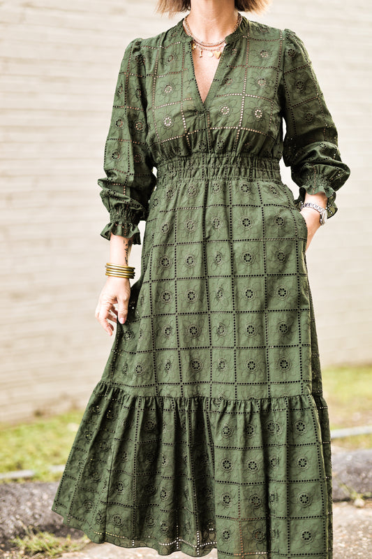 VERDE BORDERD  DRESS