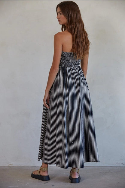 CAULEY STRIPED TUBE MAXI DRESS