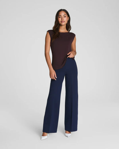 SPANX PERFECT FIT NAVY PONTE WIDE LEG PANT