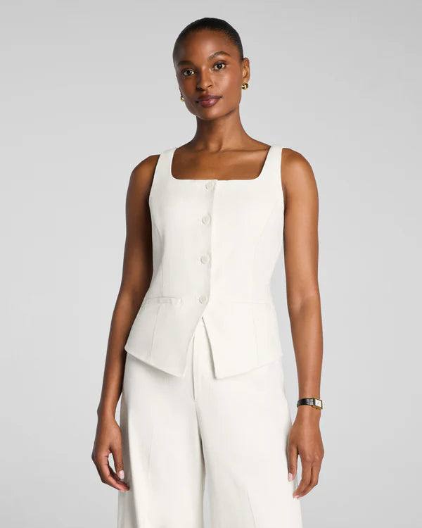 SPANX EASYBREEZY COTTON LINEN BUTTON DOWN VEST