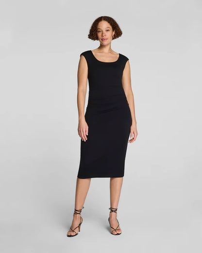 SPANXSMOOTH JERSEY SCOOP NECK RUCHED MIDI