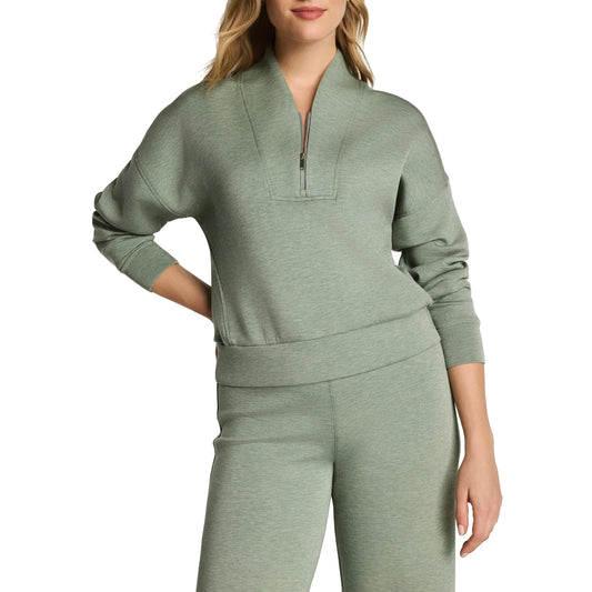 SPANX SHAWL COLLAR HALF ZIP SAGE BRUSH