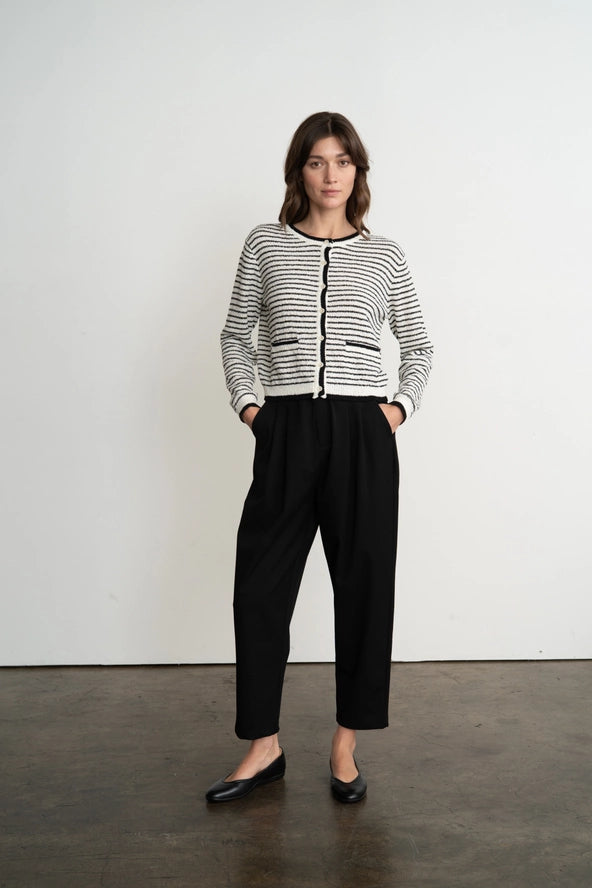 STRIPE CARDIGAN BLACK WHITE