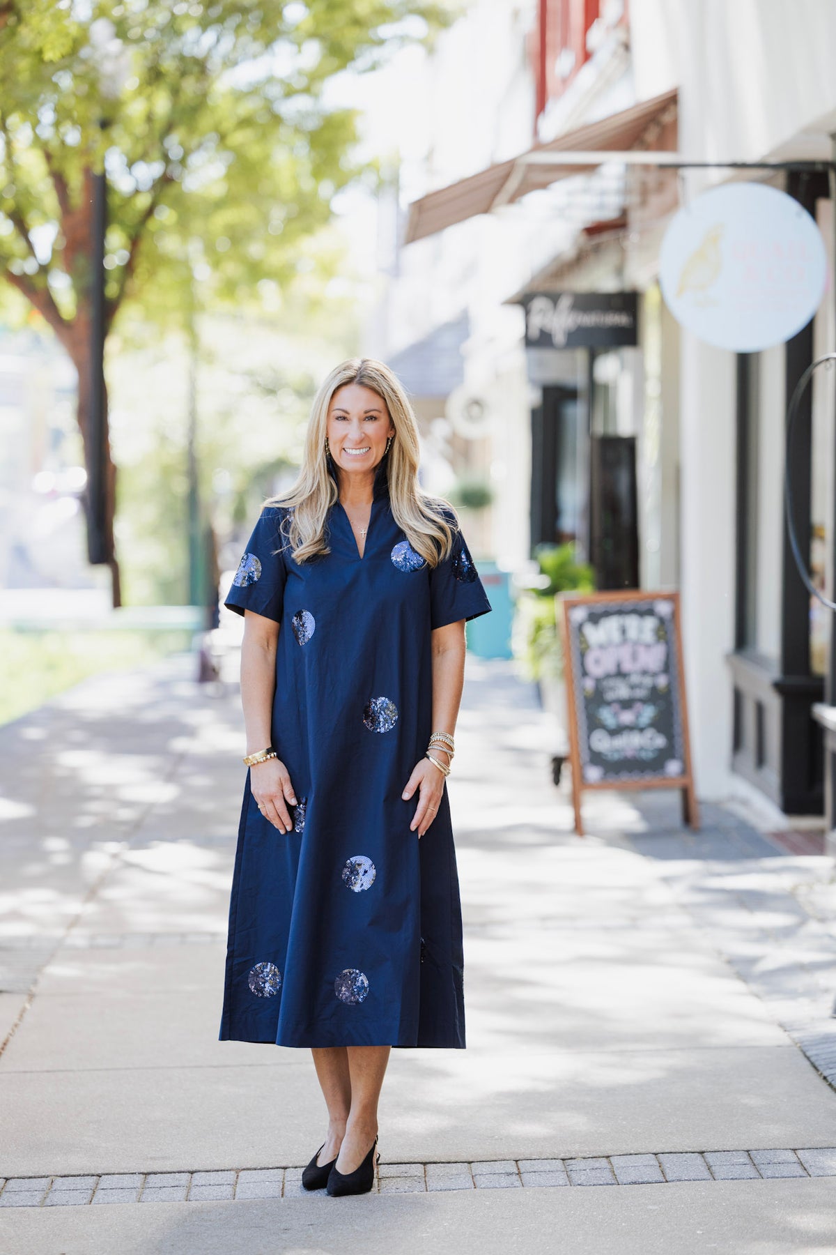NAVY GEORGIA SEQUIN DRESS
