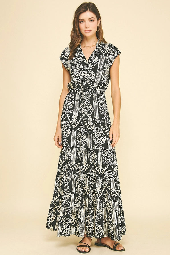 JUNGLED  TIERED MAXI DRESS