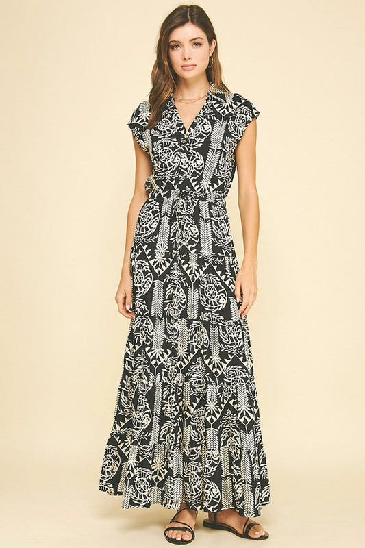 JUNGLED  TIERED MAXI DRESS
