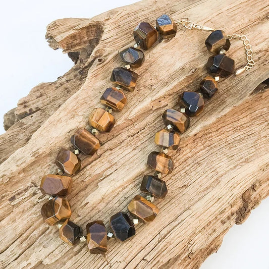 CHUNK STATEMENT BRASS NECKLACE