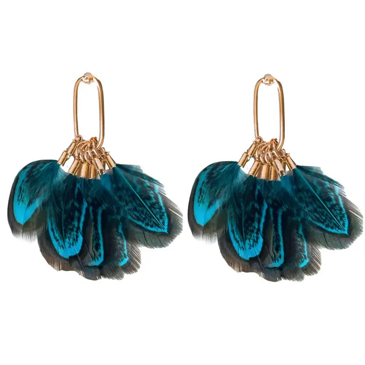 PEACOCK FEATHER TASSEL EARRINGS