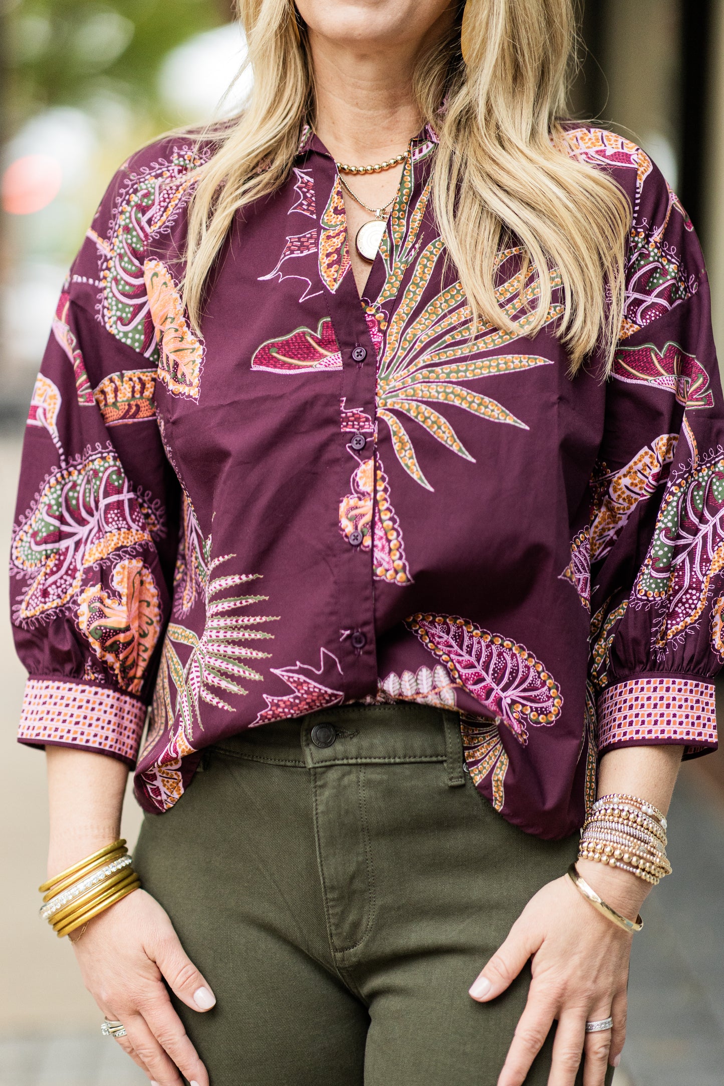 ELSA WINE FLORAL TOP