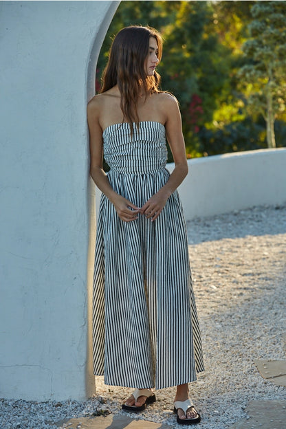 CAULEY STRIPED TUBE MAXI DRESS