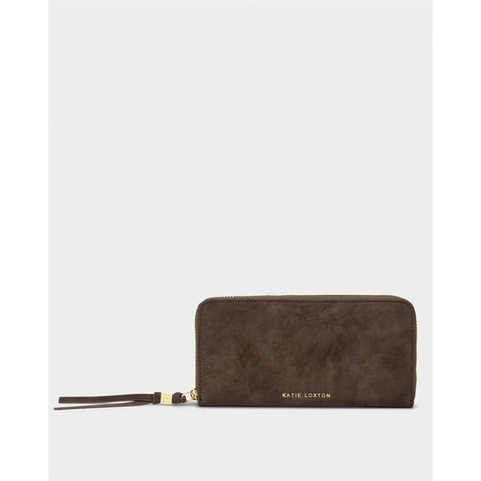 BITTER CHOCOLATE SUEDETTE LARGE PURSE