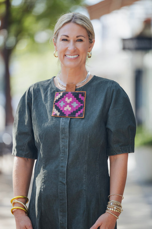 LILLA P WASHED TWILL JUNIPER SHIRT DRESS