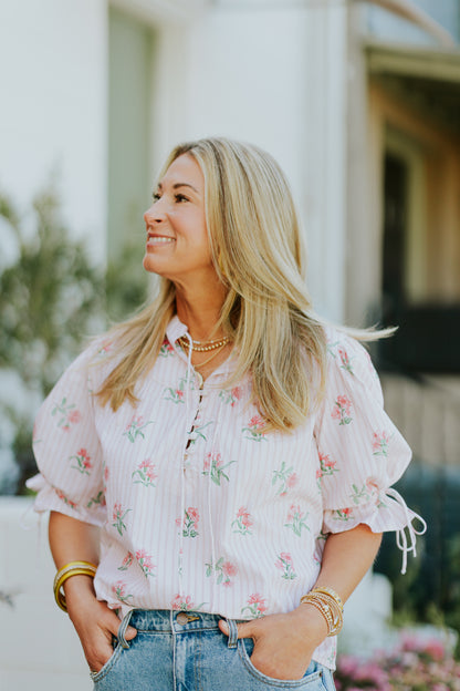 MIA BLOUSE GARDEN STRIPES