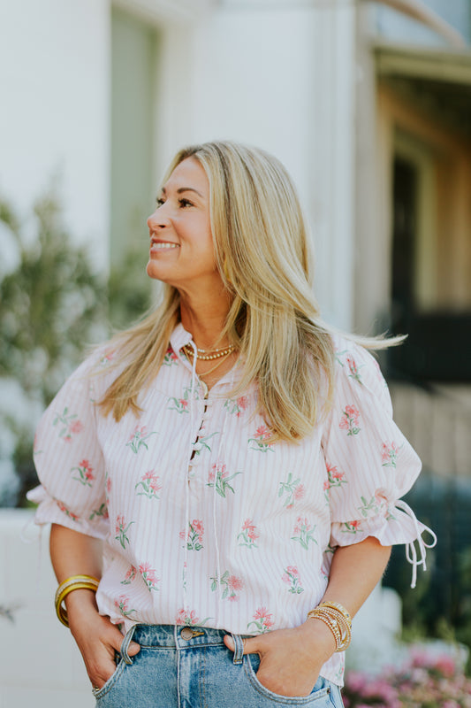 MIA BLOUSE GARDEN STRIPES
