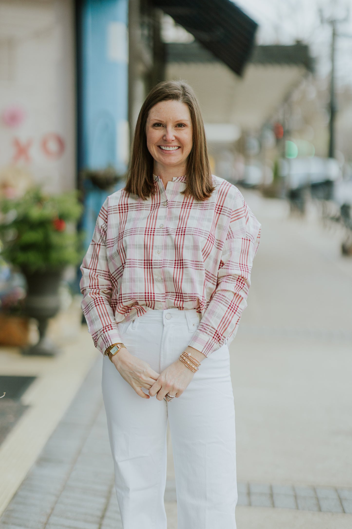 SCARLET PLAID TOP