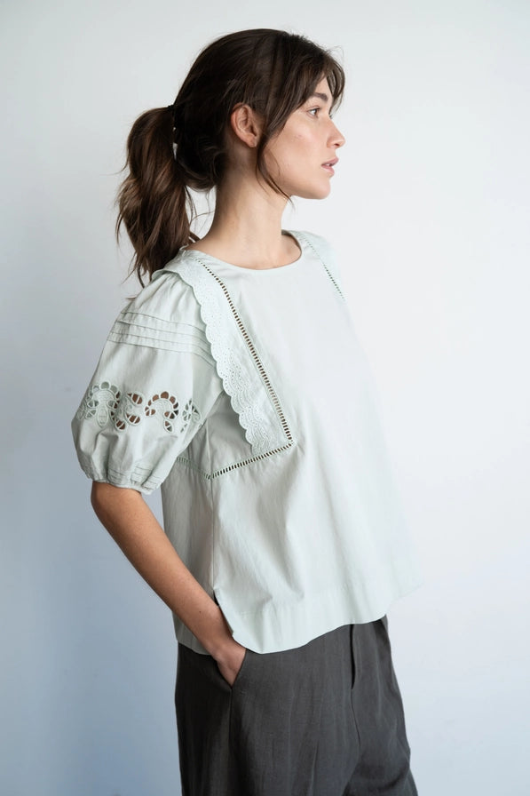 LACE PANEL PUFF SLEEVE