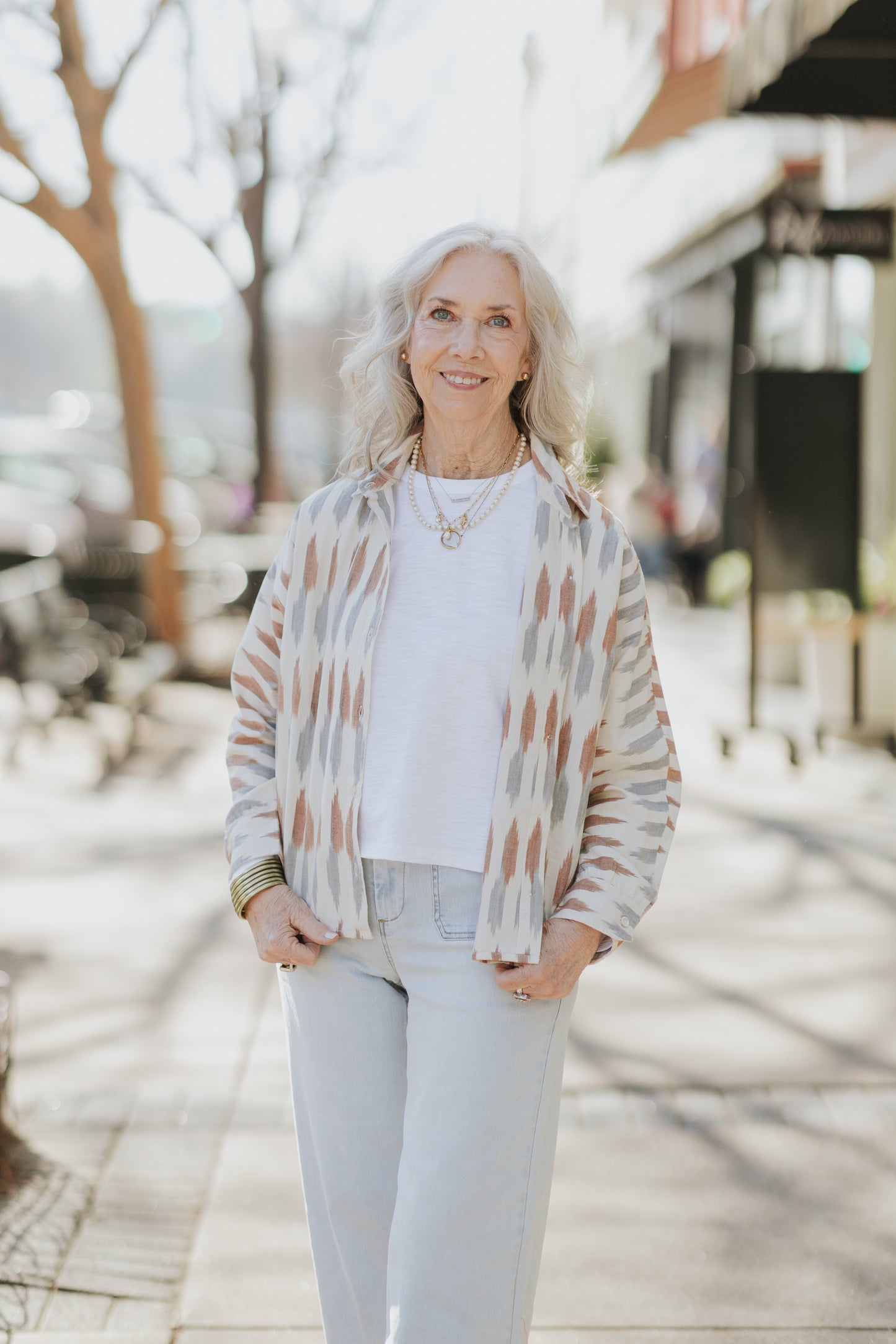 LILLA P IKAT DOLMAN BUTTON DOWN