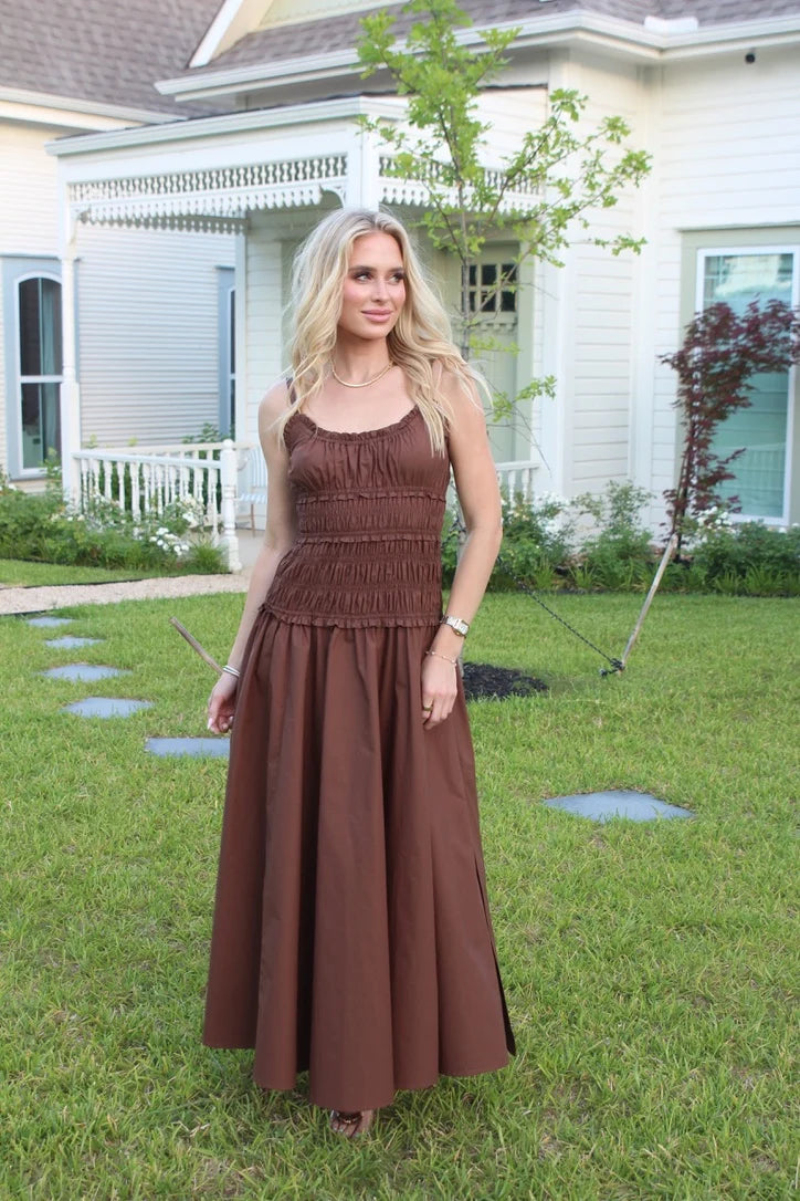 CHOCOLATE SMOCK CAMI DRESS