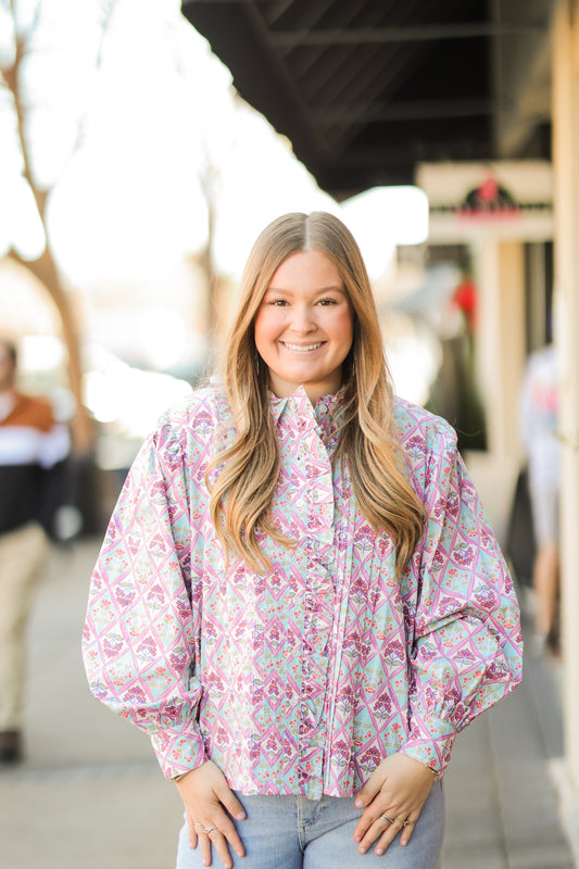 FRANCIE FLORAL PLEAT TOP