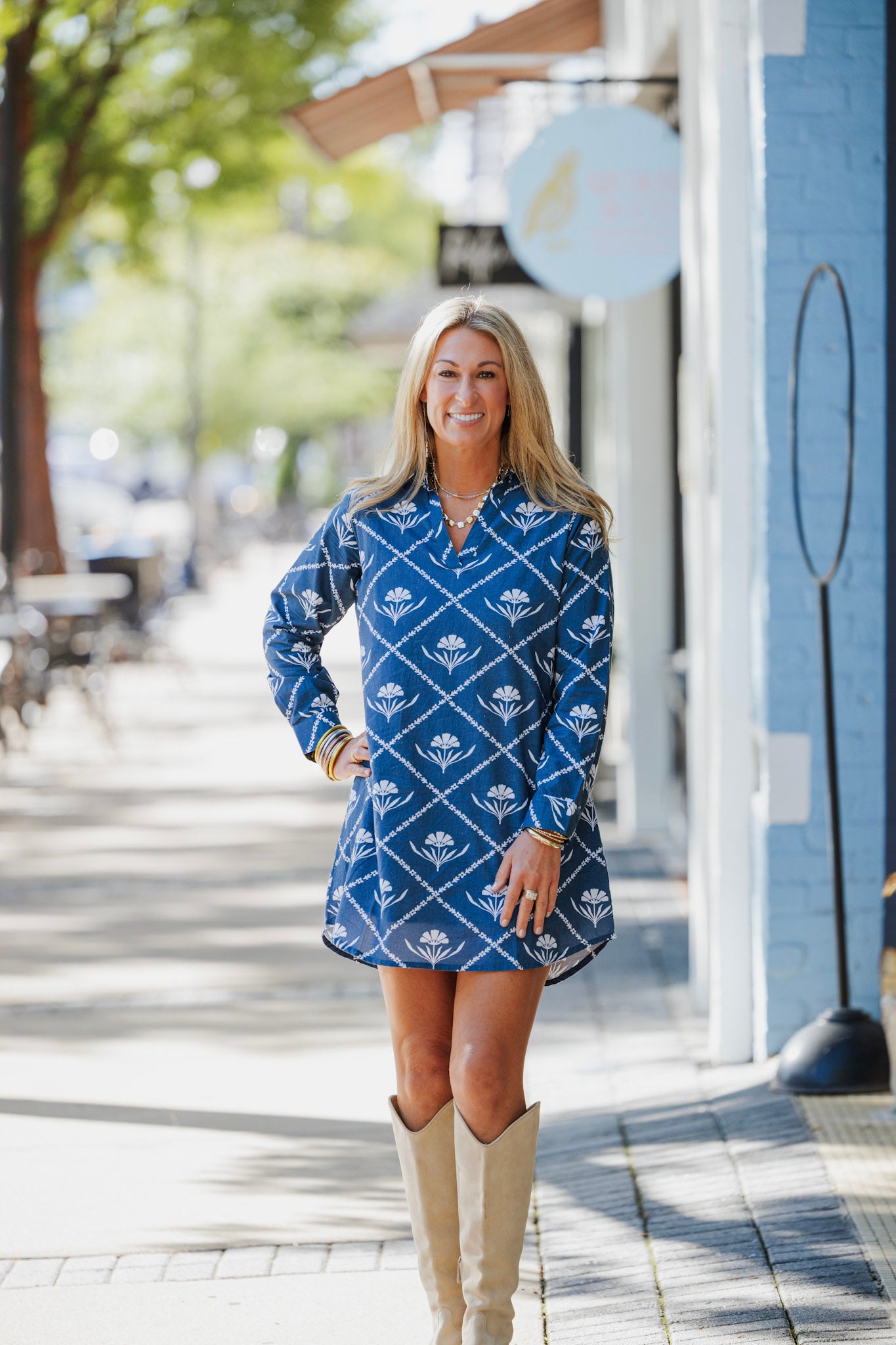 NAVY PEONY LUNA DRESS