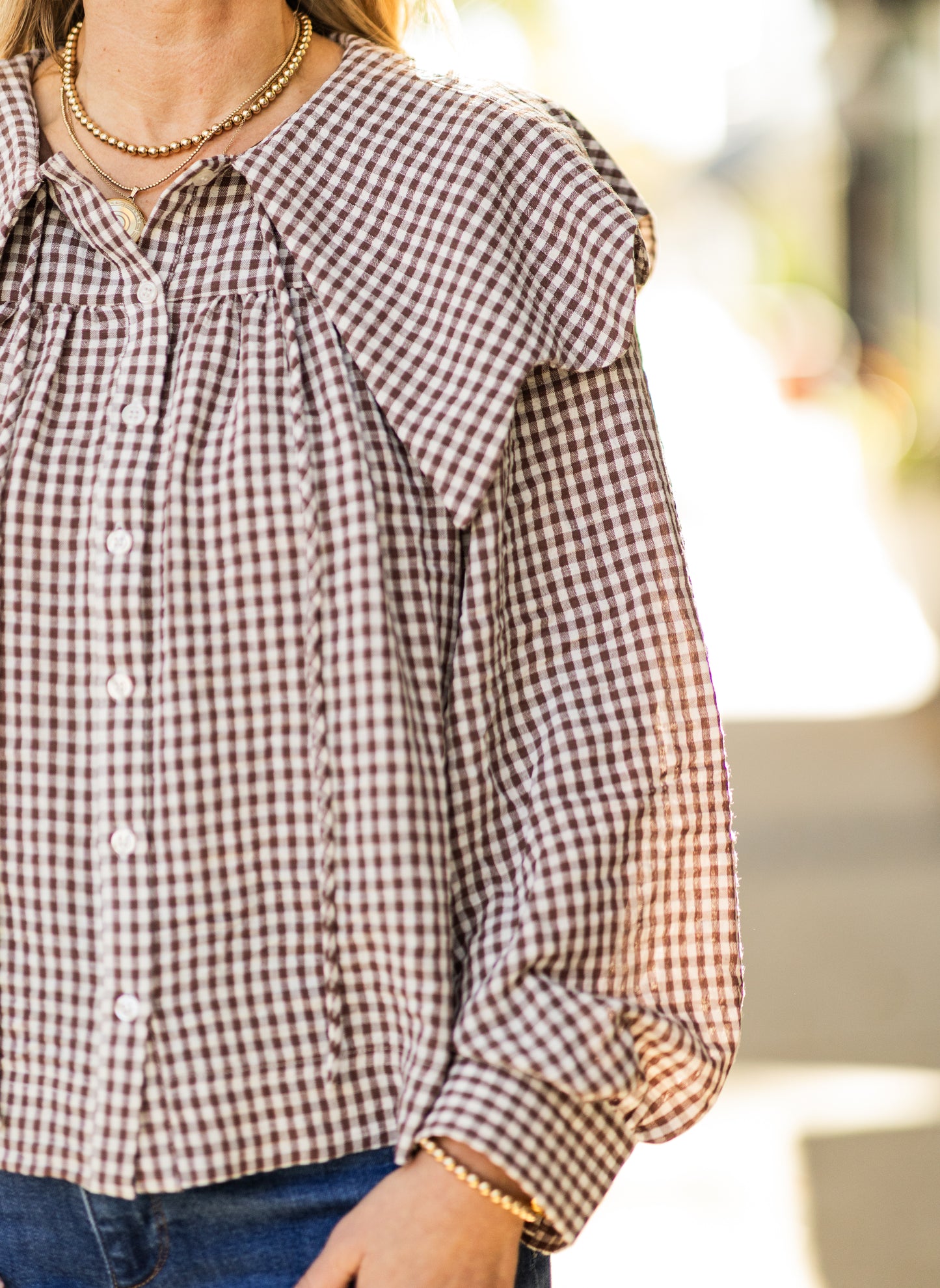 MOCHA PETER PAN COLLAR TOP