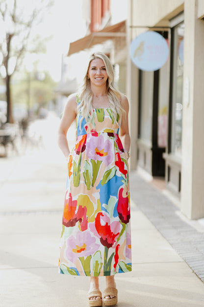 EVIE PAINTED PETALS DRESS