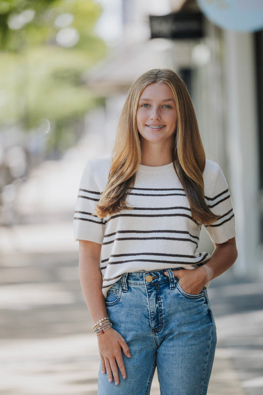 OATMEAL GATEWOOD STRIPE SWEATER