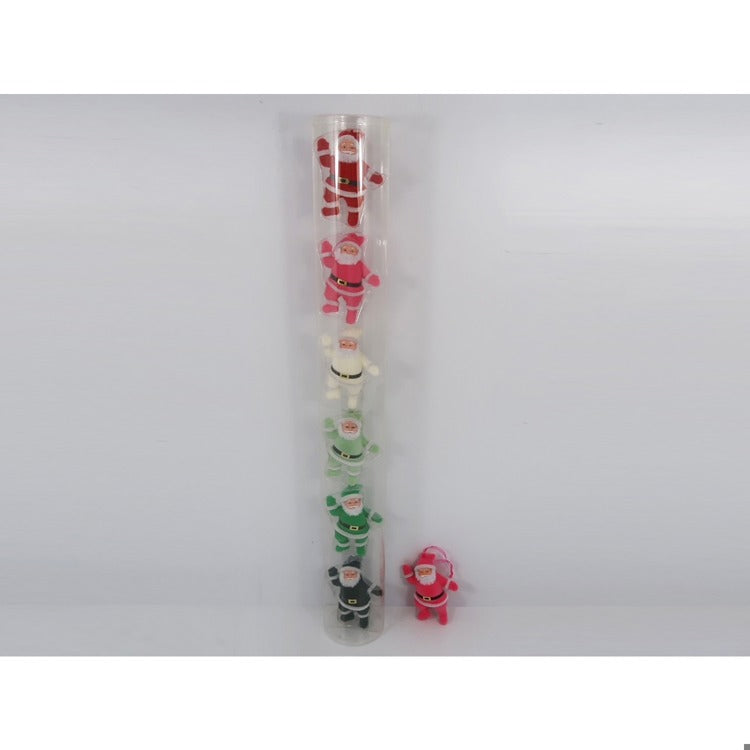 FLOCKED SANTA ORNAMENT 4" MULTI COLORED