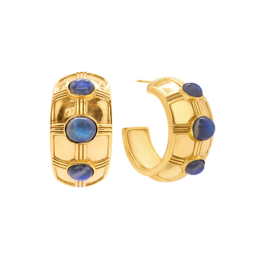 CLEOPATRA BOLD HOOP  BLUE LABRADORITE