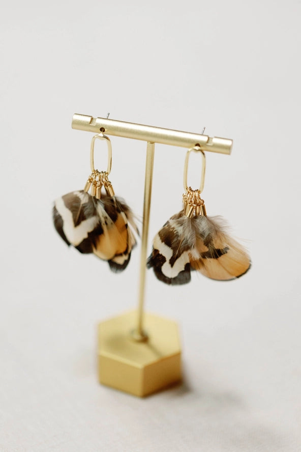 QUAIL FEATHER TASSEL EARRING