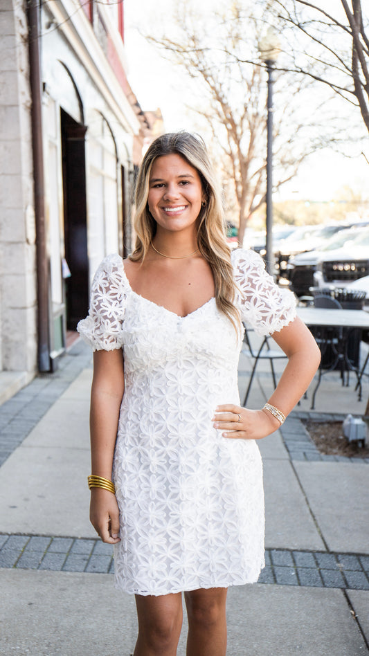 GIONNA WHITE FLOWER DRESS