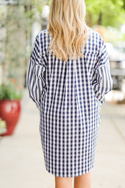 PREPPY DRESS GINGHAM NAVY