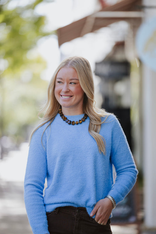 COZY FEATHER YARN CREW NECK