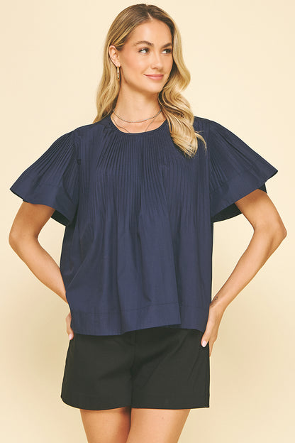MIDNIGHT NAVY POPLIN TOP