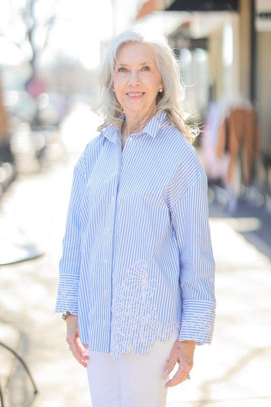 EDEN BLUE STRIPE TOP