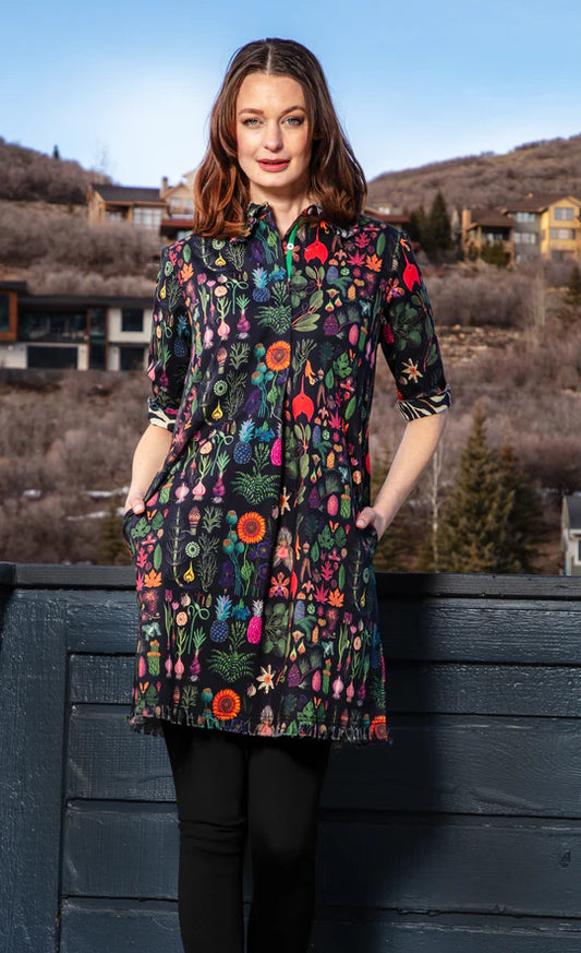 BLACK BOTANICAL DRESS