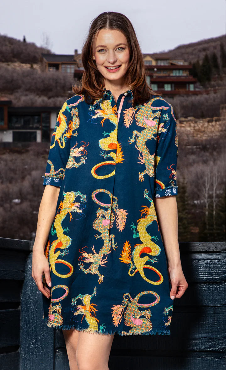 NAVY DRAGON CHATHAM DRESS