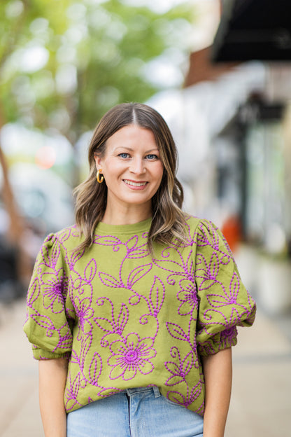 FLORAL VINES KNIT TOP