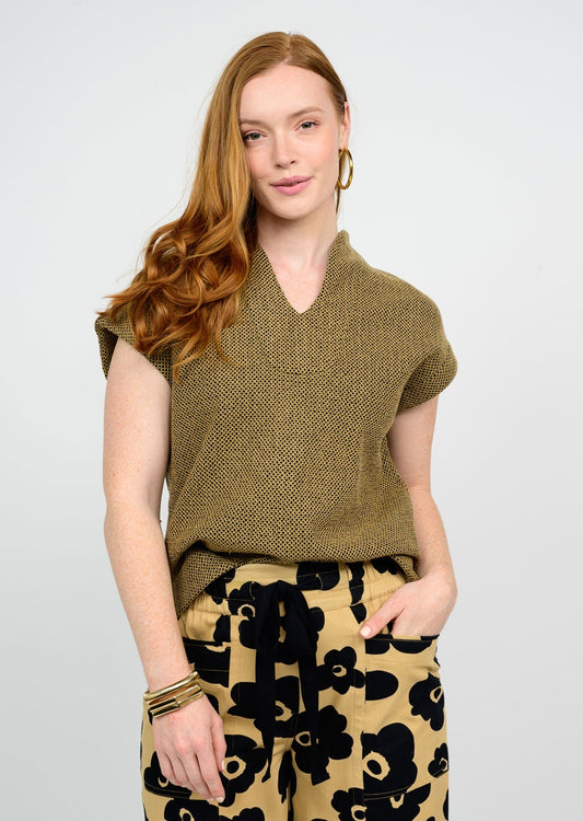 STITCHED POPOVER TOP BLACK OVER GOLD