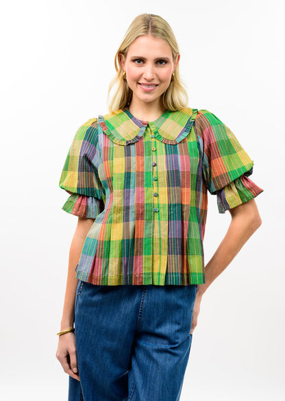 BLOCK PLAID TOP