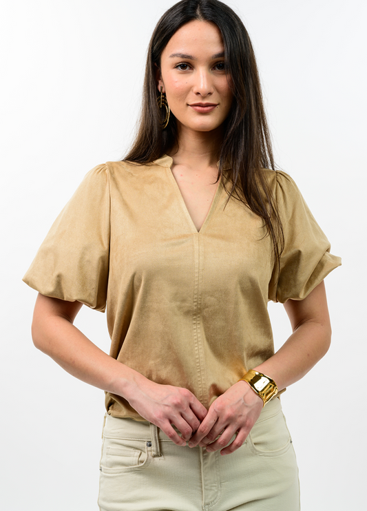 CAMEL SUEDE TOP