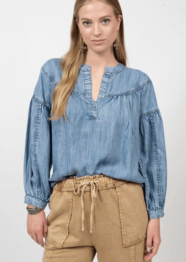 POP ON OVER DENIM TOP